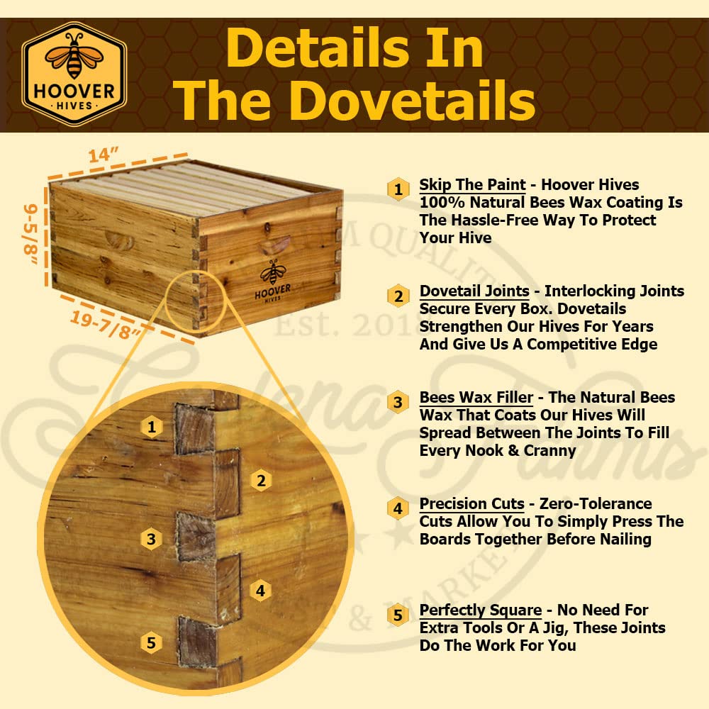 Wax-Coated 8 Frame Beehive - (2)Deeps & (1)Medium (Fully Assembled)