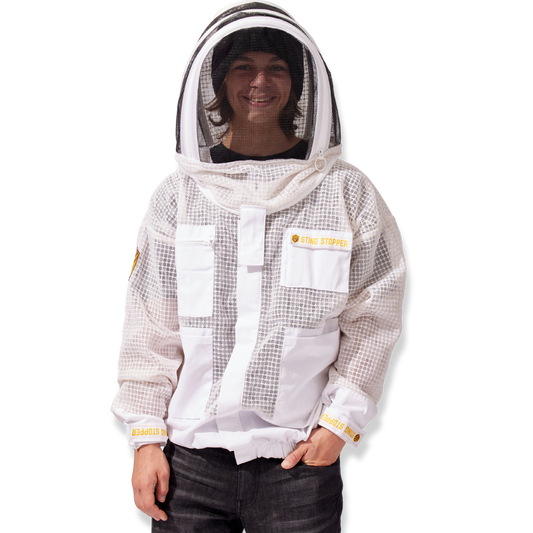 FREE - Sting Stopper Professional Ventilated Beekeeping Jacket - Beekeeper White