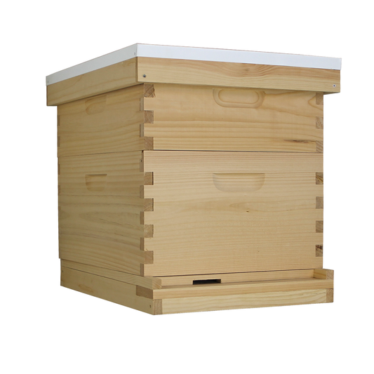10 Frame Complete Beehive Kit – Unassembled (1 Deep & 1 Medium Box) Amish-Made with Frames & Wax-Coated Foundations