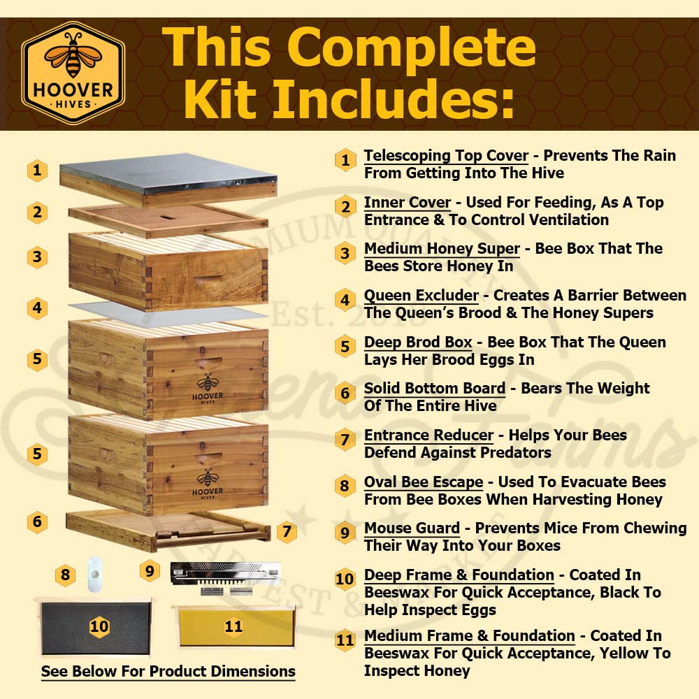 Wax-Coated 8 Frame Beehive - (2)Deeps & (1)Medium (Fully Assembled)