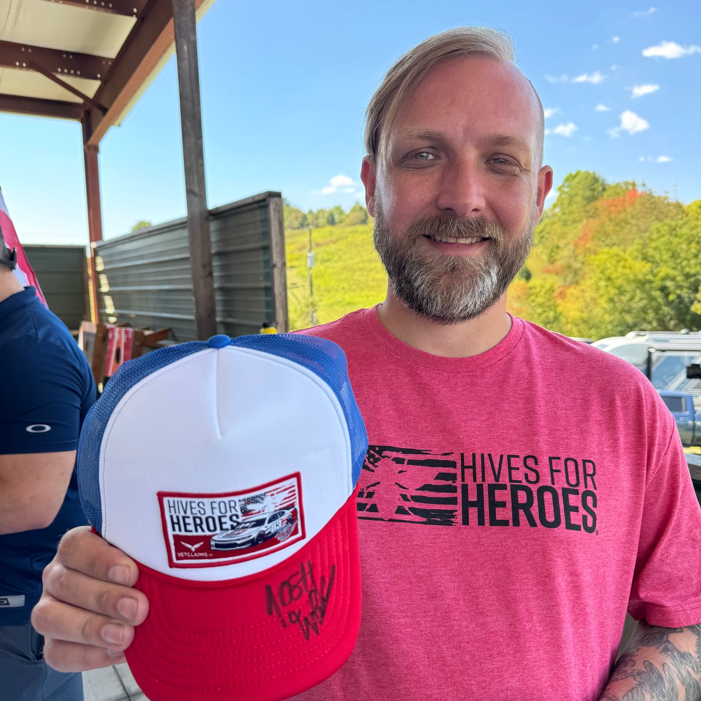 🇺🇸 Hives for Heroes Trucker Hat — signed by Marine Josh White