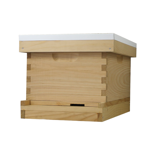 8 Frame Complete Beehive Kit – Fully Assembled (1 Deep Box) Amish-Made with Frames & Wax-Coated Foundations