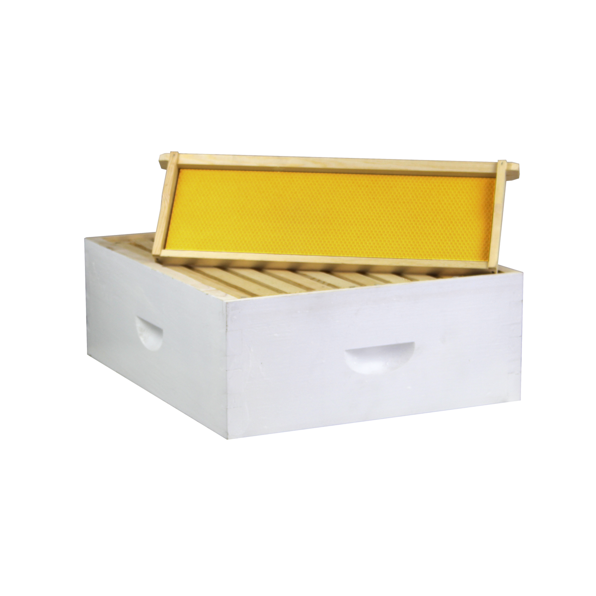10 Frame Painted Medium Honey Super – Amish-Made w/ Assembled Frames & Wax-Coated Foundations