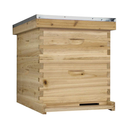 NuBee 10 Frame Complete Beehive Kit – Unassembled (1 Deep + 1 Medium Boxes) with Frames & Wax-Coated Foundations | Beginner Langstroth Hive