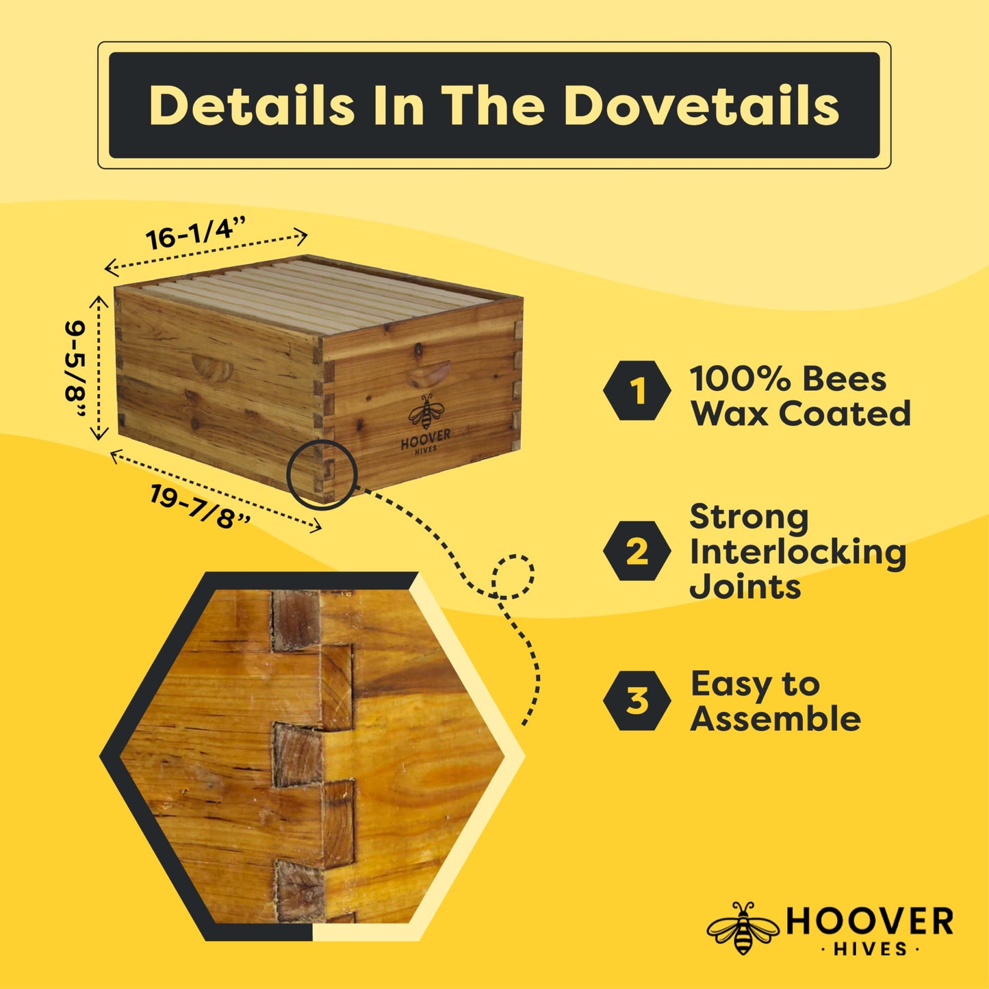 Wax-Coated 10 Frame Beehive - (2)Deeps & (1)Medium (Fully Assembled)